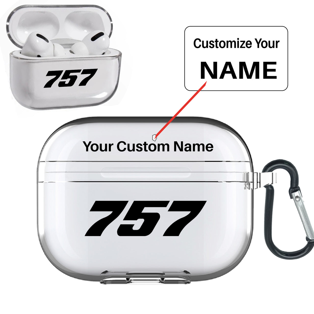 757 Flat Text Designed Transparent Earphone AirPods "Pro" Cases