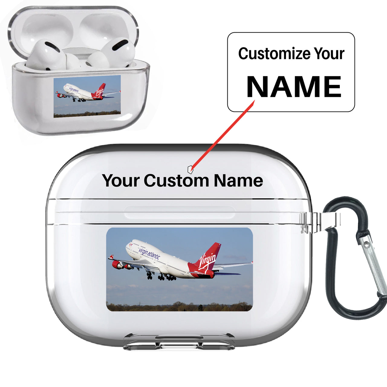 Virgin Atlantic Boeing 747 Designed Transparent Earphone AirPods "Pro" Cases