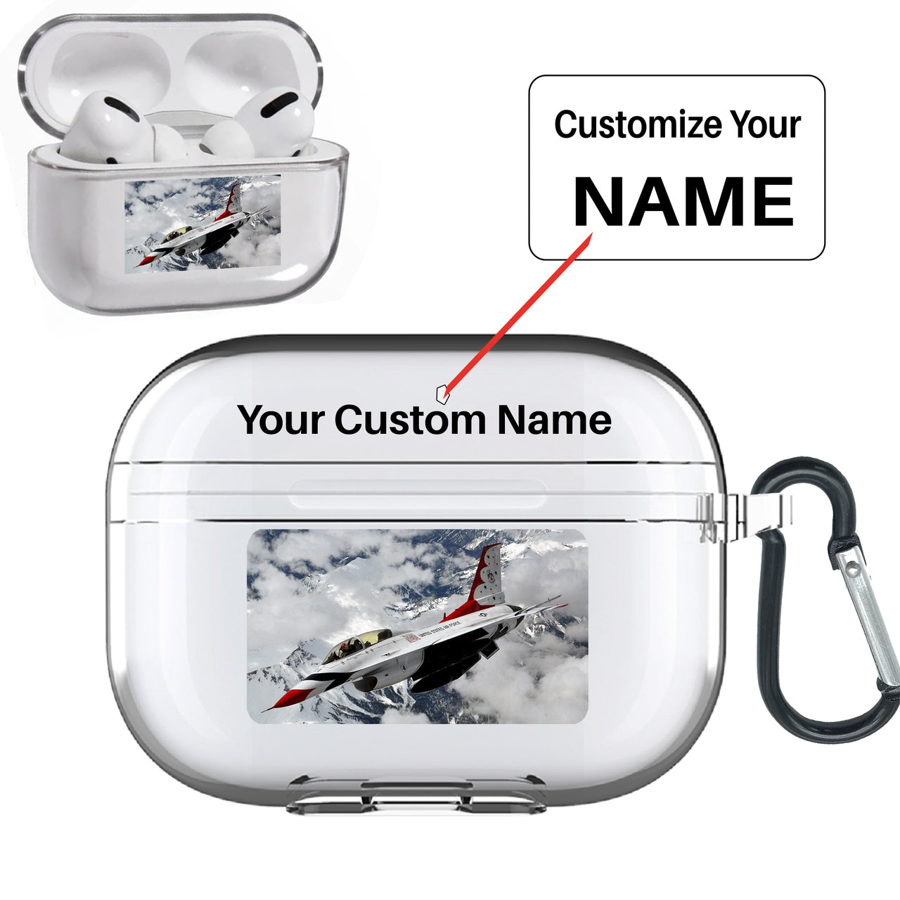 US AirForce Show Fighting Falcon F16 Designed Transparent Earphone AirPods "Pro" Cases