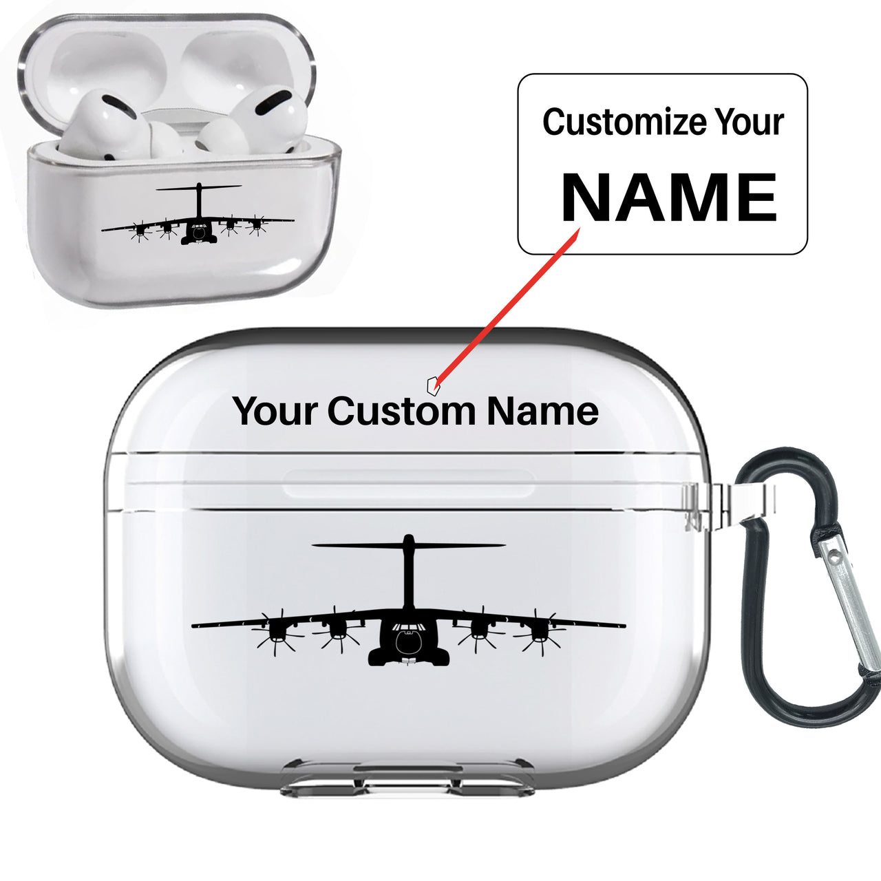 Airbus A400M Silhouette Designed Transparent Earphone AirPods "Pro" Cases