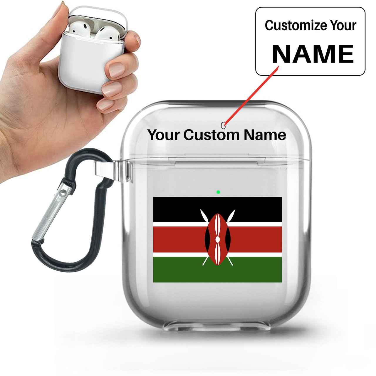 Kenya Flag Designed Transparent Earphone AirPods Cases