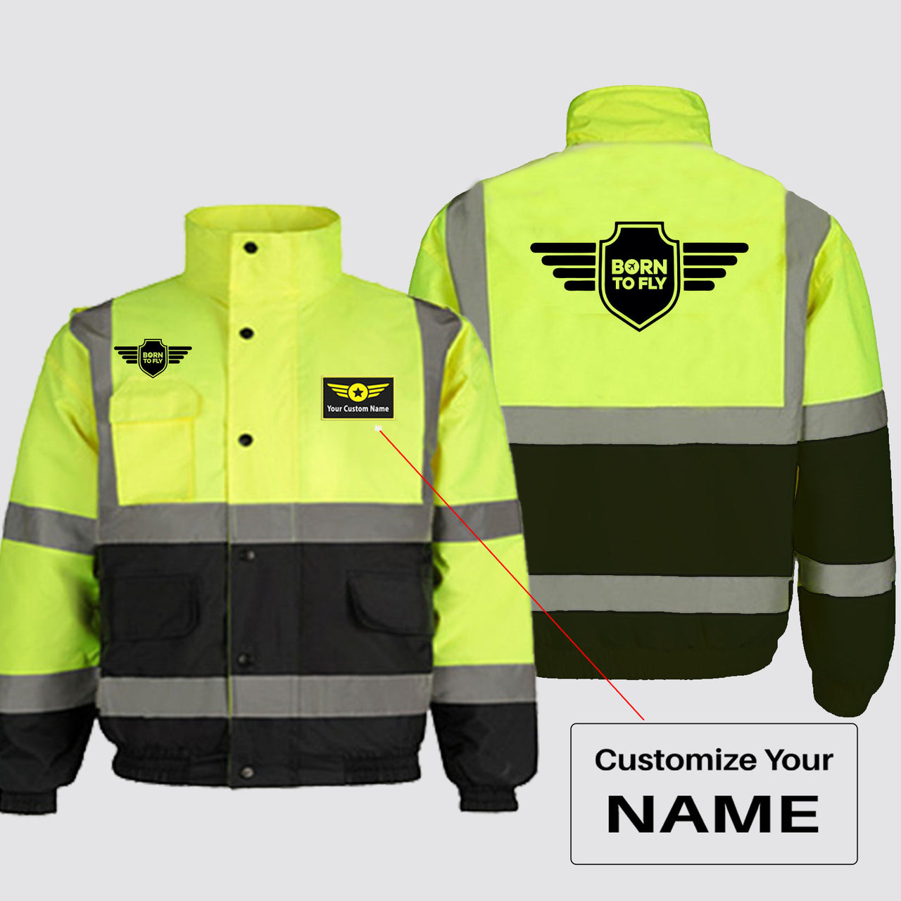 Born To Fly & Badge Designed Reflective Winter Jackets