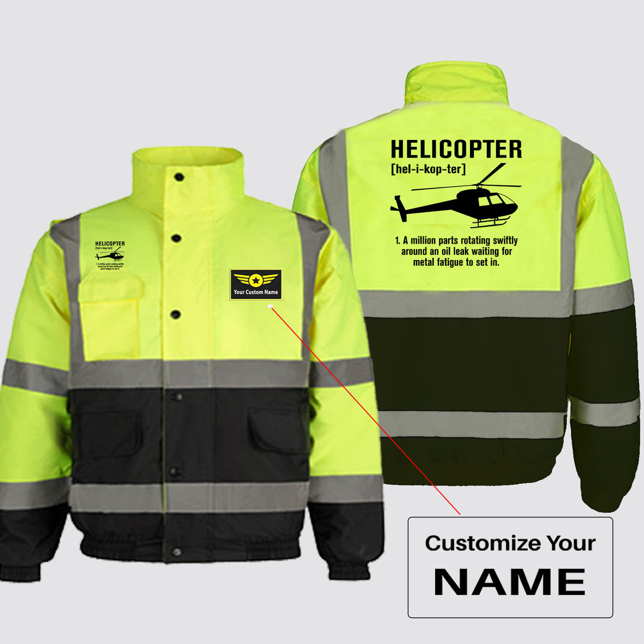 Helicopter [Noun] Designed Reflective Winter Jackets