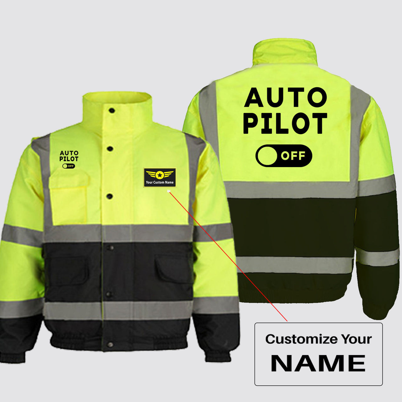 Auto Pilot Off Designed Reflective Winter Jackets