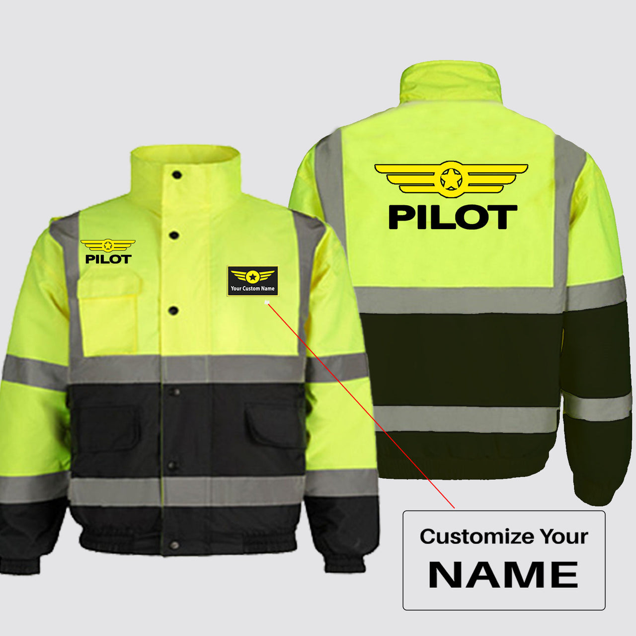 Pilot & Badge Designed Reflective Winter Jackets