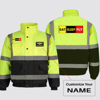 Thumbnail for Eat Sleep Fly (Colourful) Designed Reflective Winter Jackets