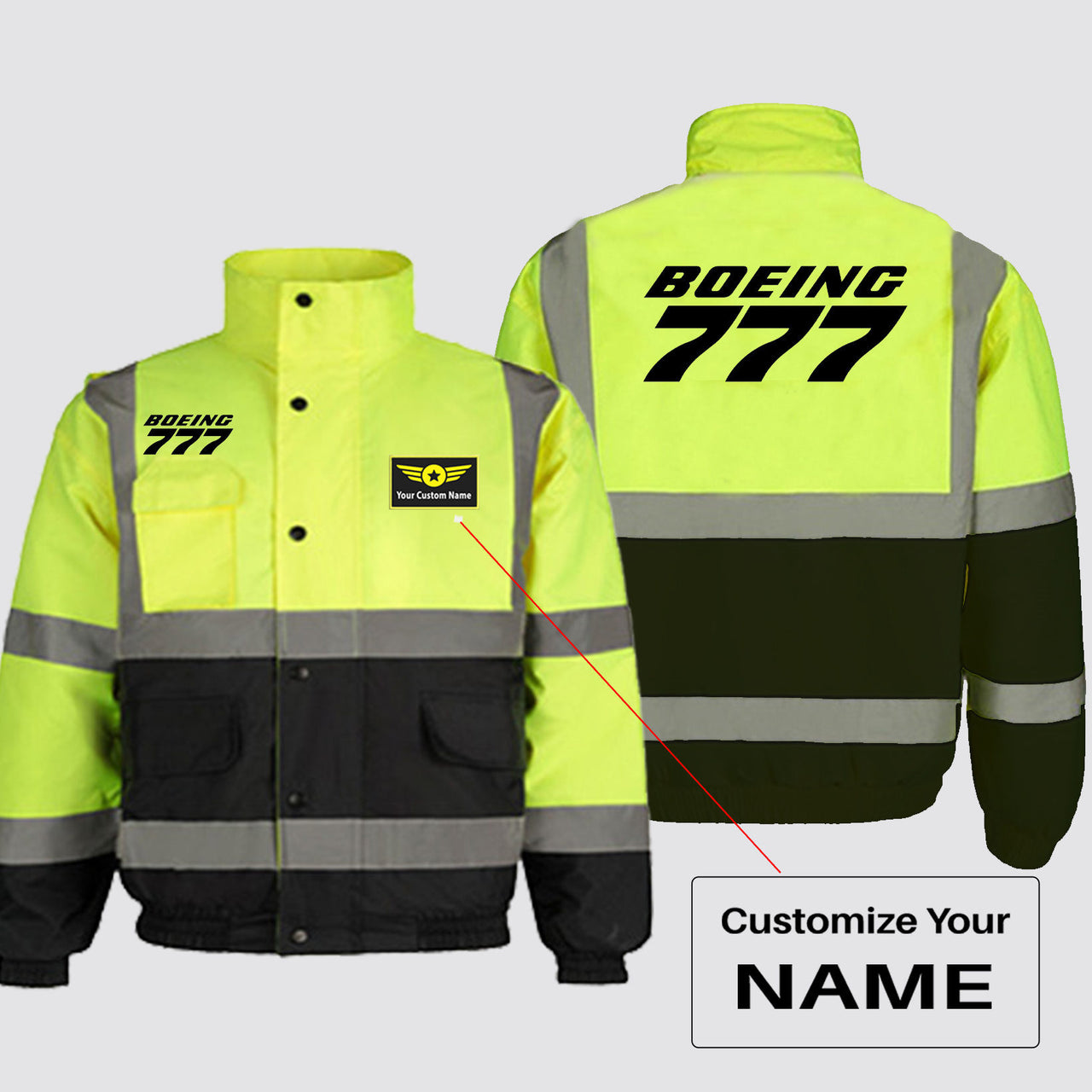 Boeing 777 & Text Designed Reflective Winter Jackets