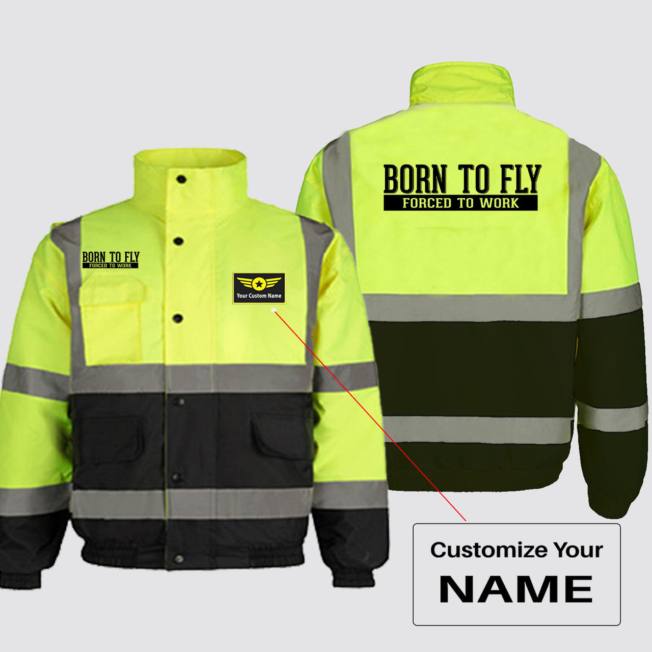 Born To Fly Forced To Work Designed Reflective Winter Jackets