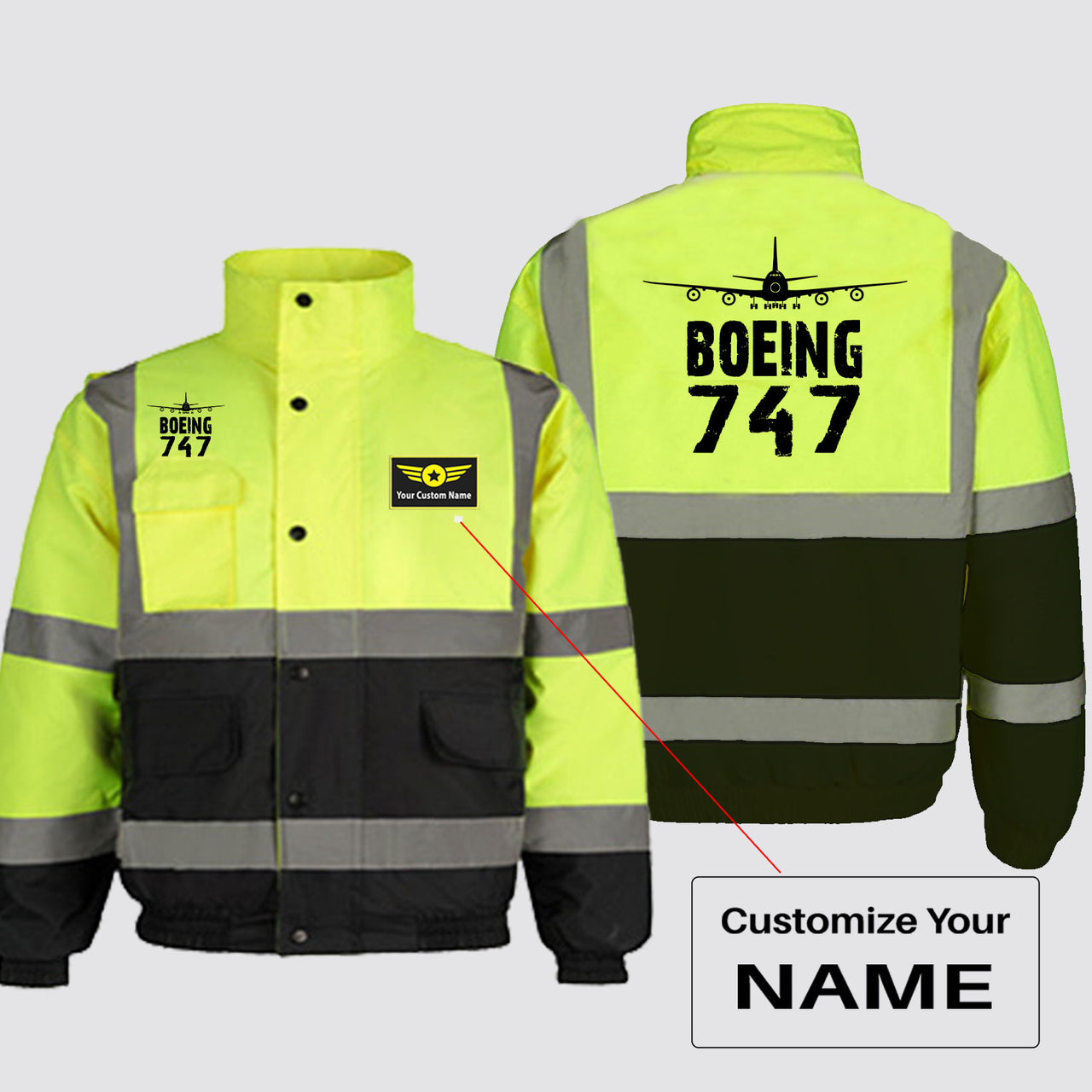 Boeing 747 & Plane Designed Reflective Winter Jackets