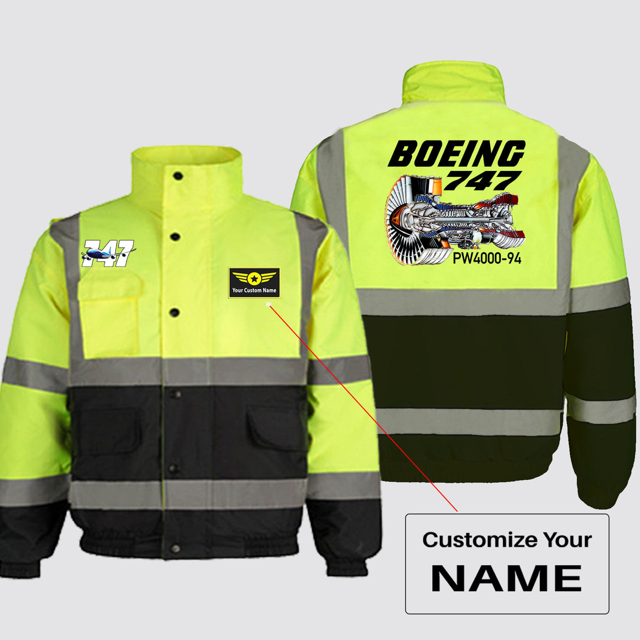 Boeing 747 & PW4000-94 Engine Designed Reflective Winter Jackets