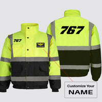Thumbnail for 767 Flat Text Designed Reflective Winter Jackets