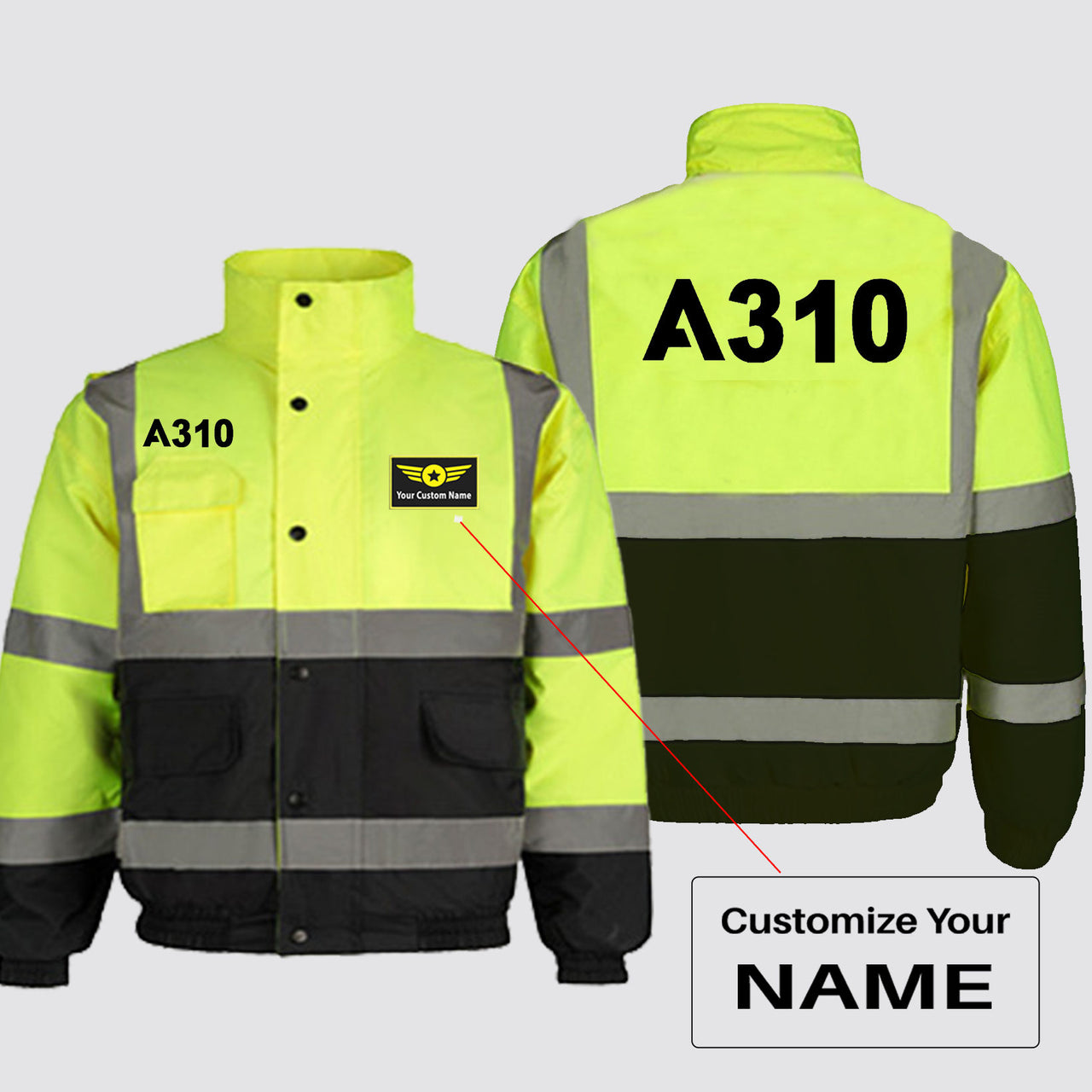 A310 Flat Text Designed Reflective Winter Jackets