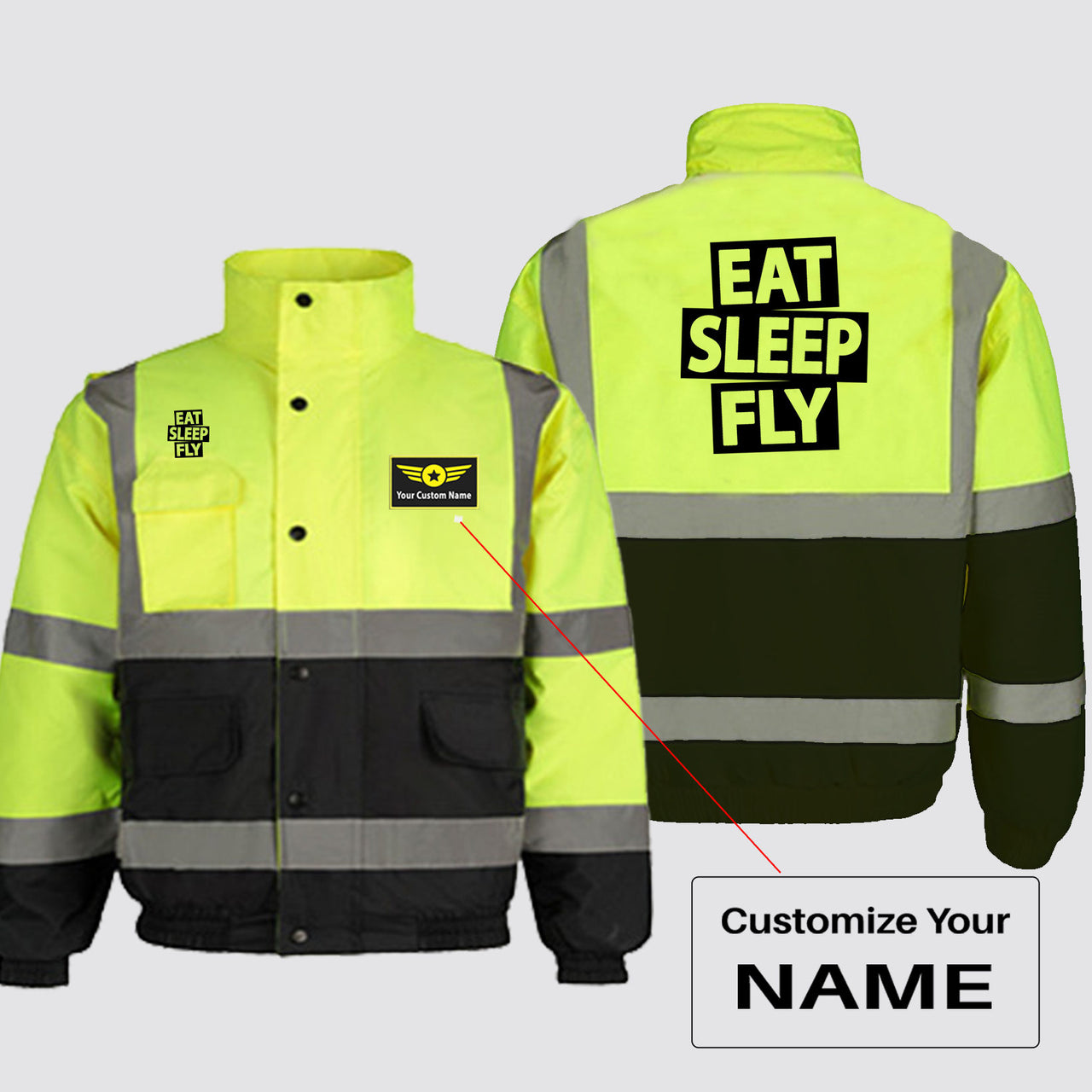 Eat Sleep Fly Designed Reflective Winter Jackets