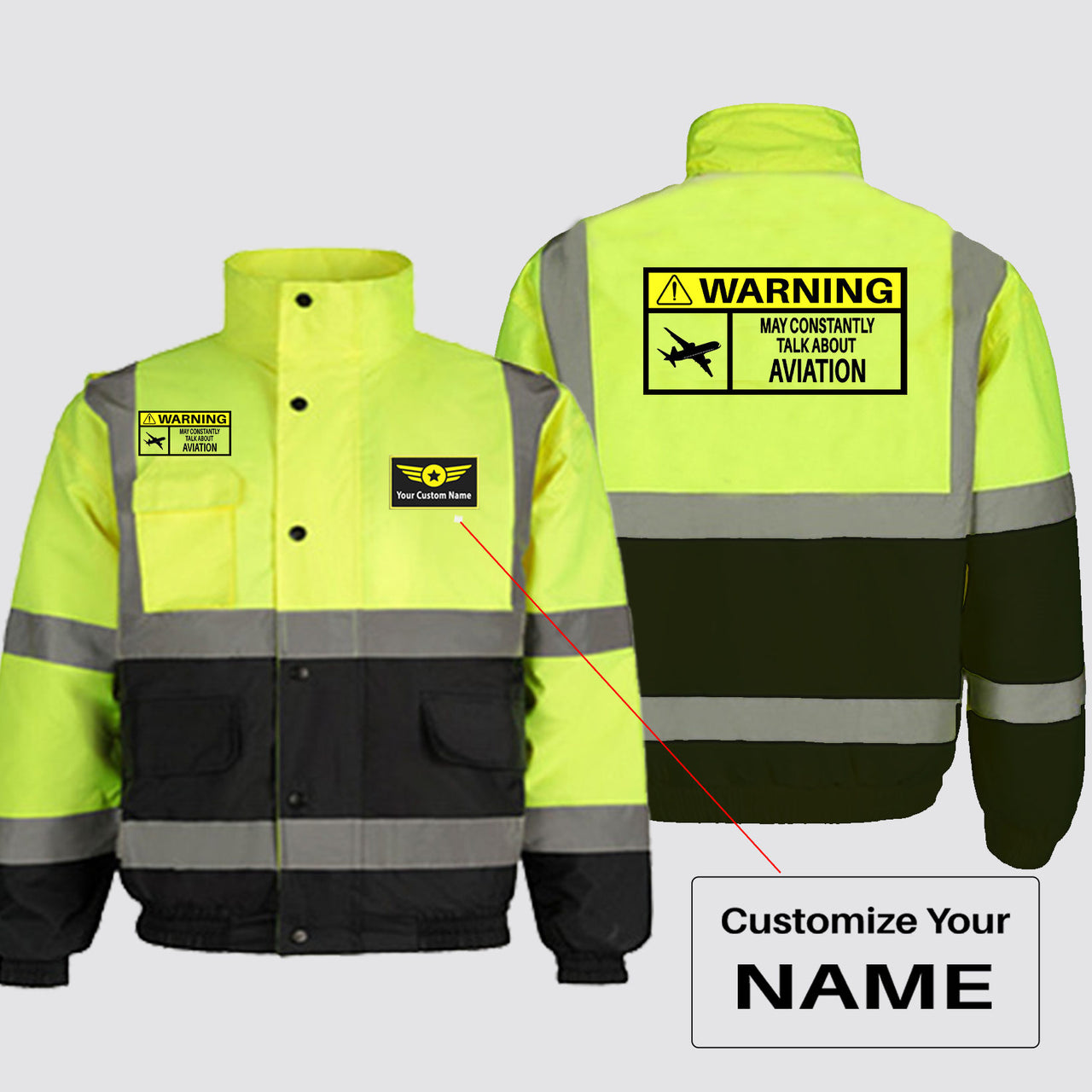 Warning May Constantly Talk About Aviation Designed Reflective Winter Jackets