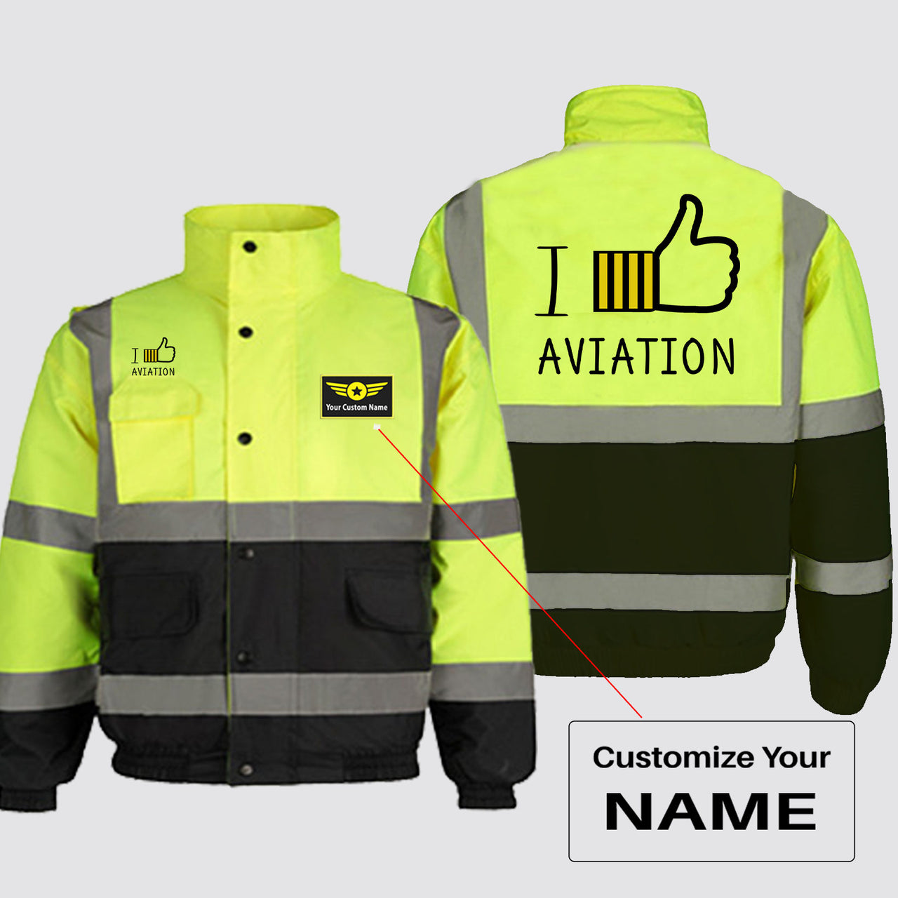 I Like Aviation Designed Reflective Winter Jackets