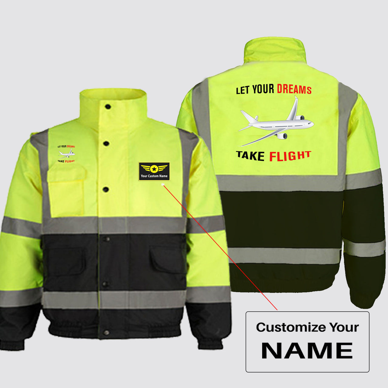 Let Your Dreams Take Flight Designed Reflective Winter Jackets