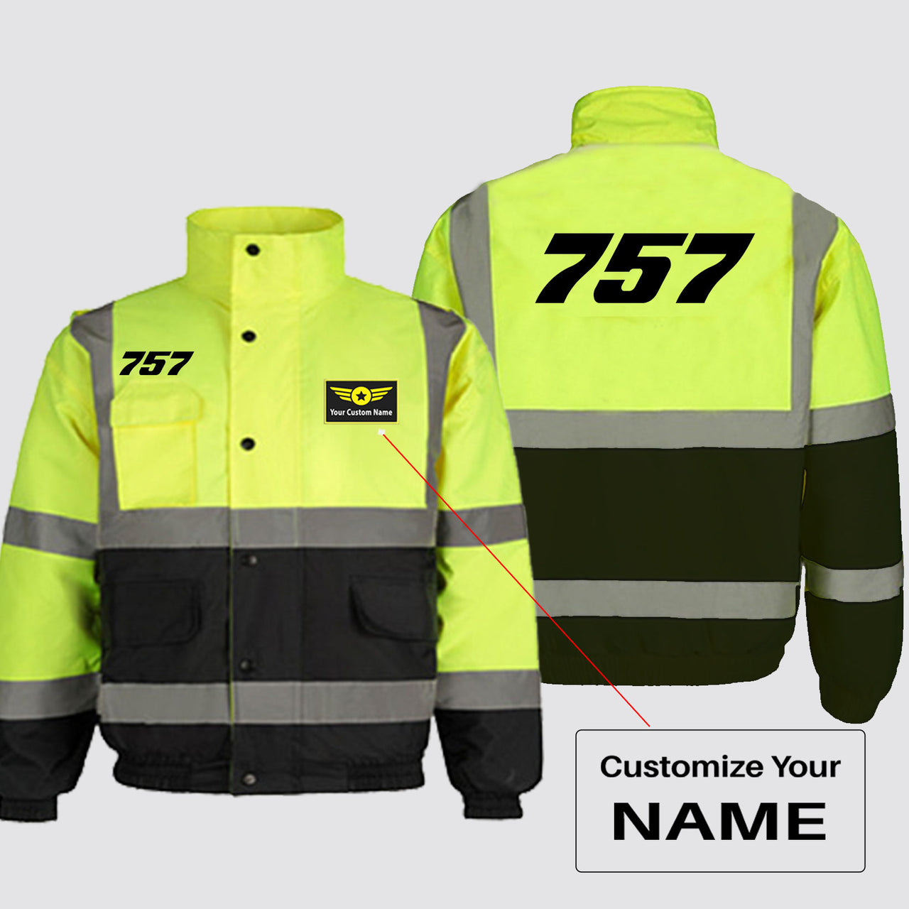 757 Flat Text Designed Reflective Winter Jackets