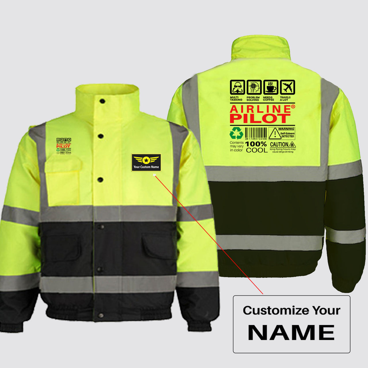 Airline Pilot Label Designed Reflective Winter Jackets