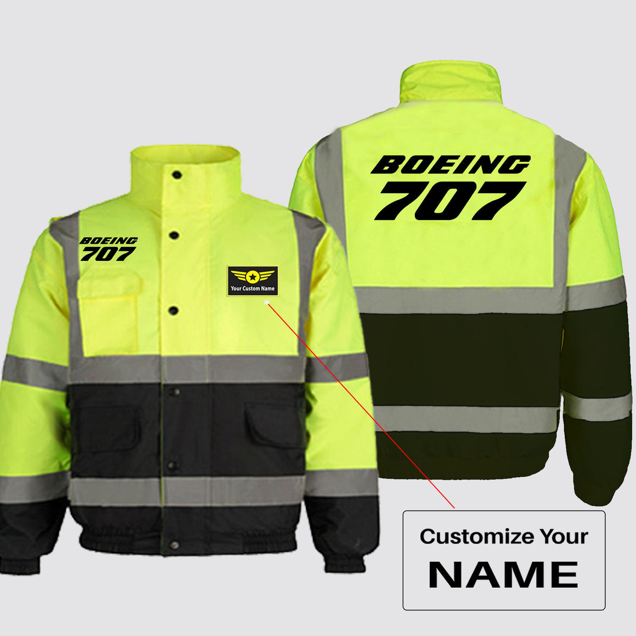 Boeing 707 & Text Designed Reflective Winter Jackets