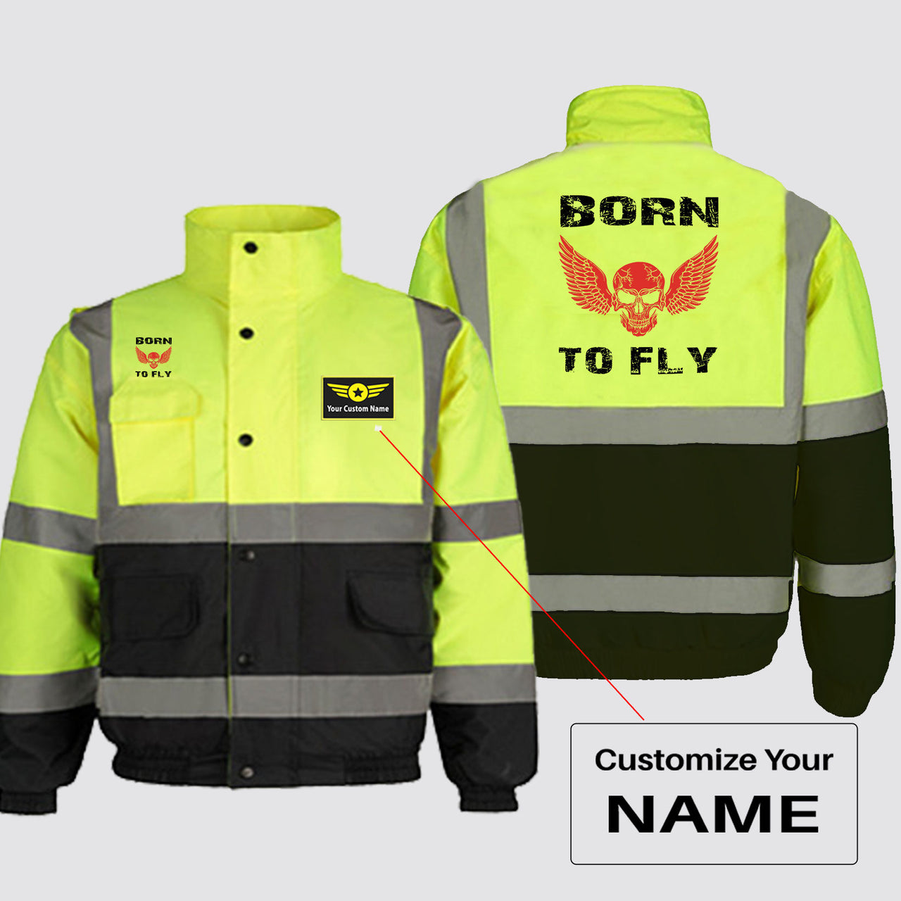 Born To Fly SKELETON Designed Reflective Winter Jackets