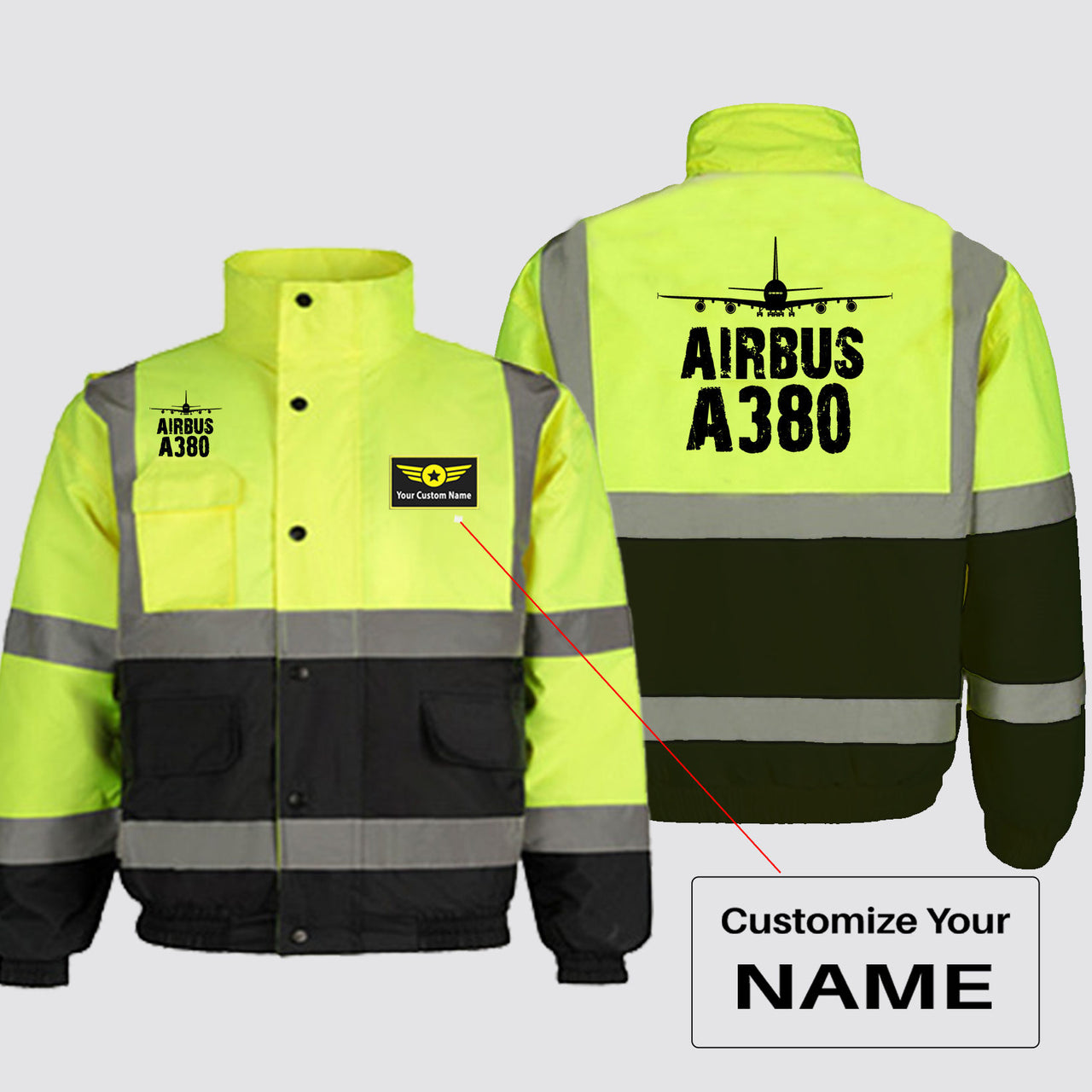 Airbus A380 & Plane Designed Reflective Winter Jackets