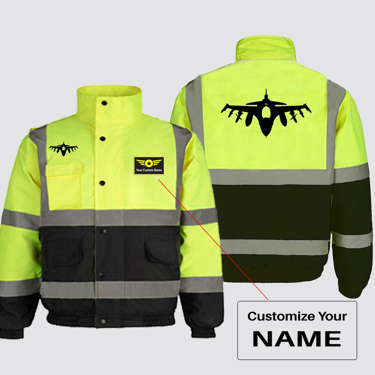 Fighter Jet 16 Silhouette Designed Reflective Winter Jackets
