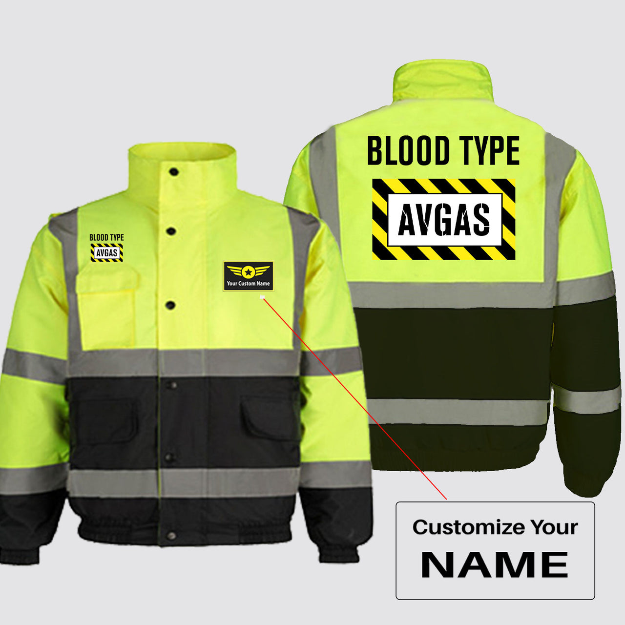 Blood Type AVGAS Designed Reflective Winter Jackets