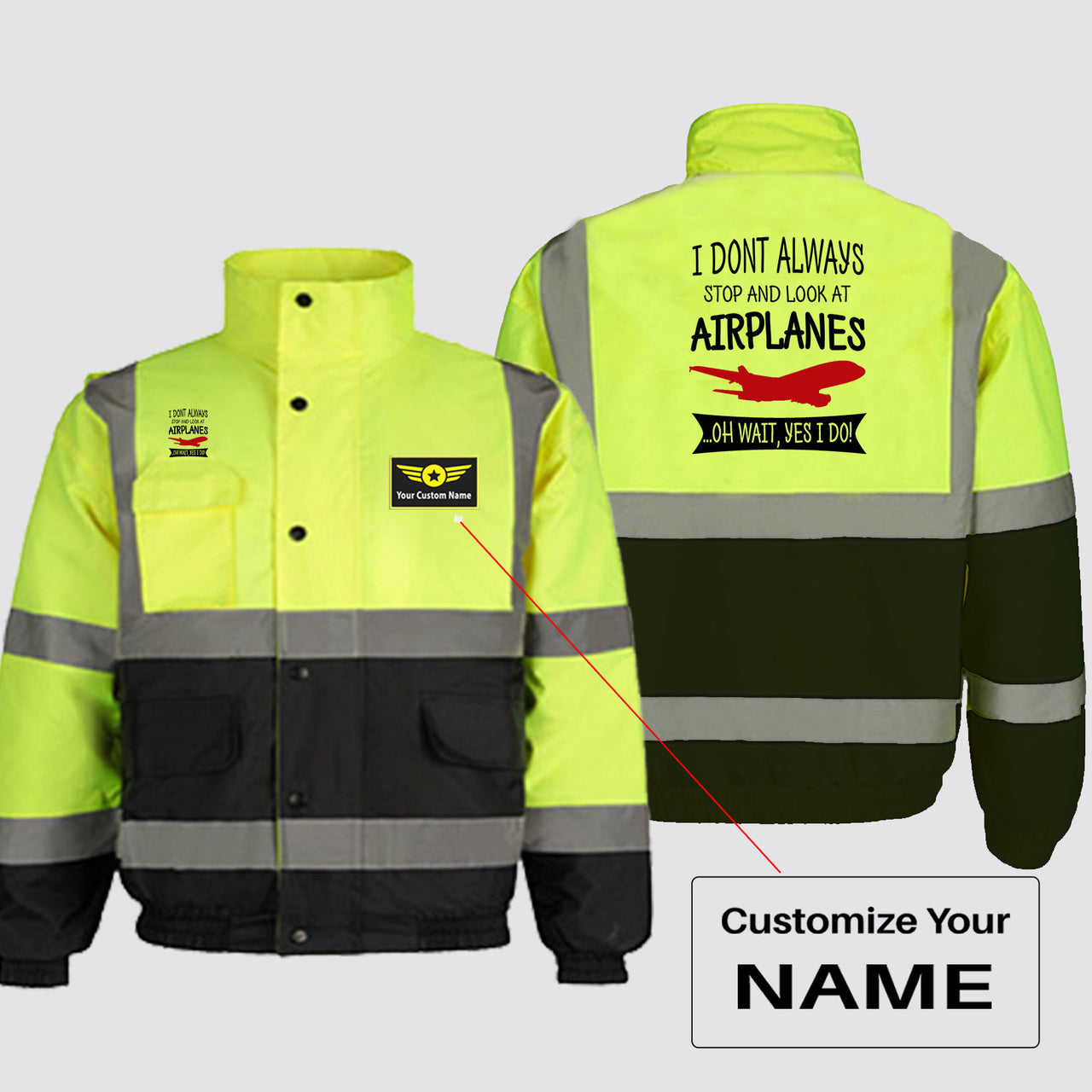 I Don't Always Stop and Look at Airplanes Designed Reflective Winter Jackets