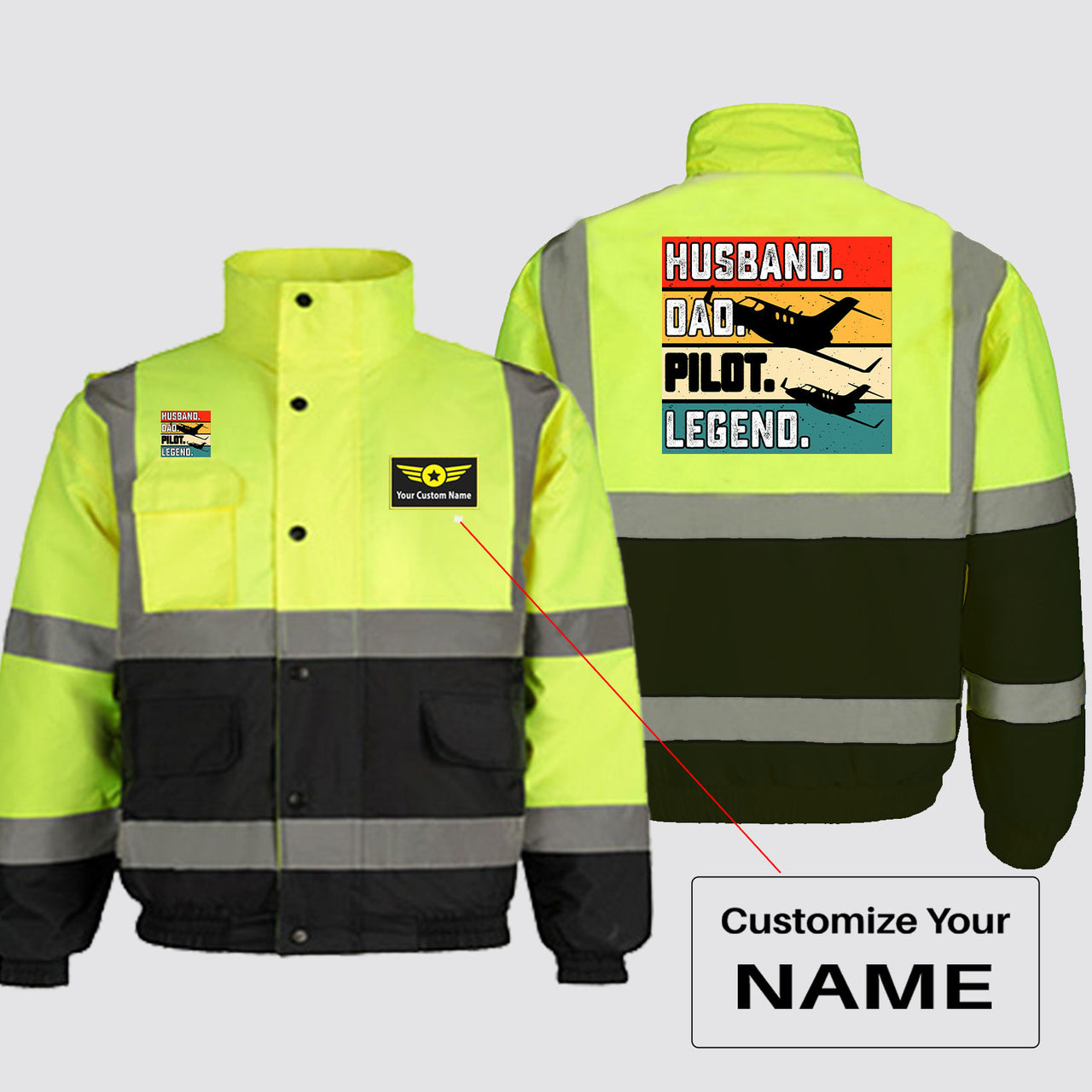 Husband & Dad & Pilot & Legend Designed Reflective Winter Jackets