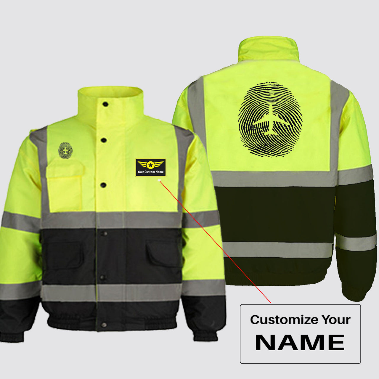 Aviation Finger Print Designed Reflective Winter Jackets