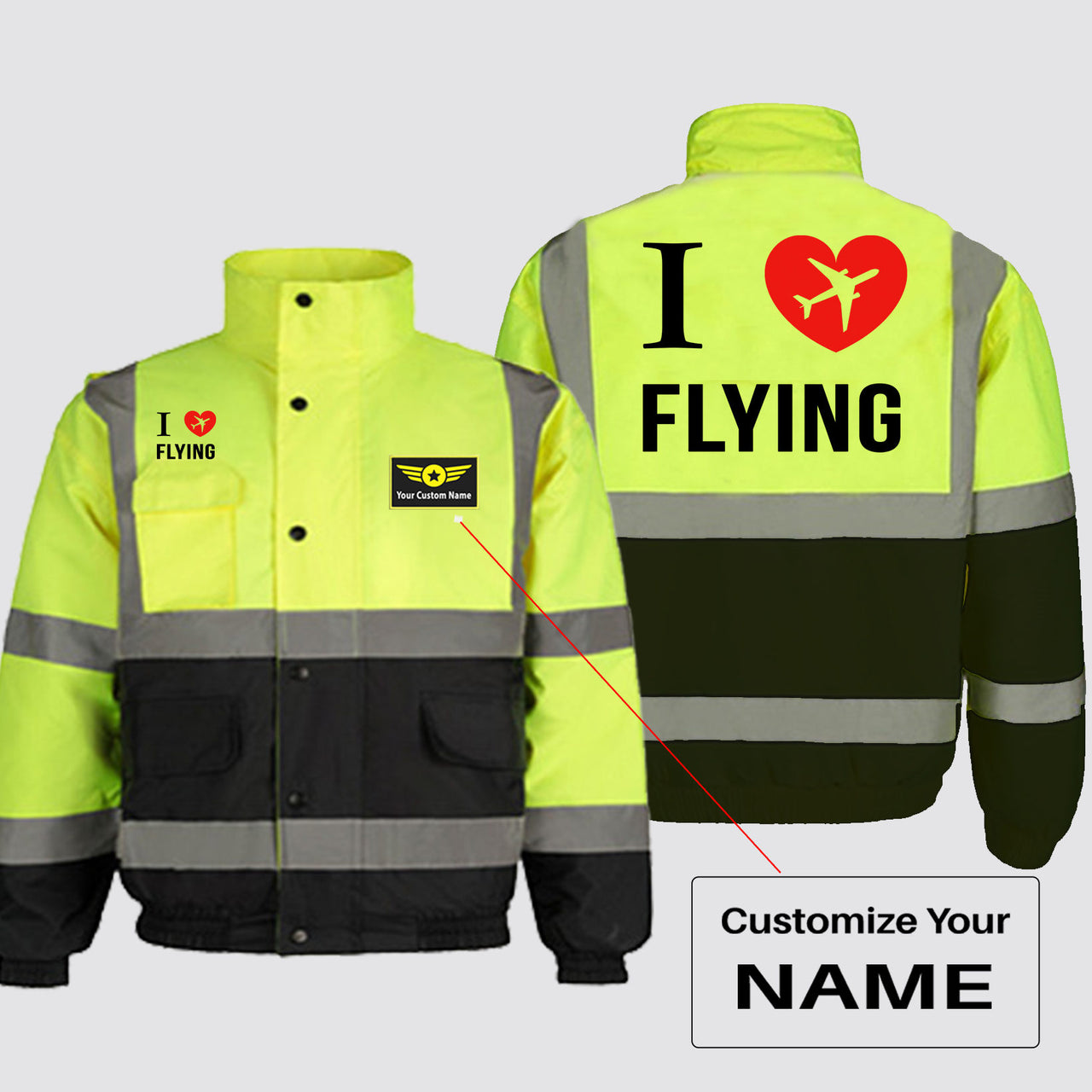 I Love Flying Designed Reflective Winter Jackets