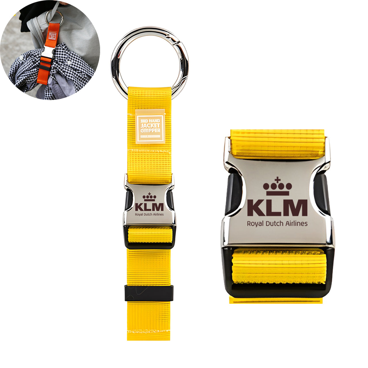 KLM Royal Dutch Airlines Designed Portable Luggage Strap Jacket Gripper
