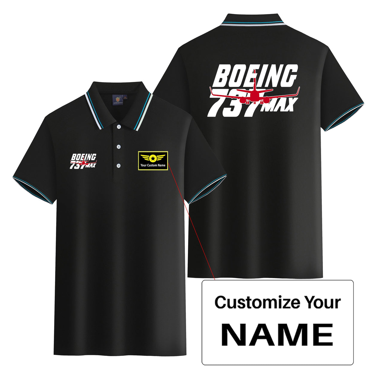 Amazing 737 Max Designed Stylish Polo T-Shirts (Double-Side)
