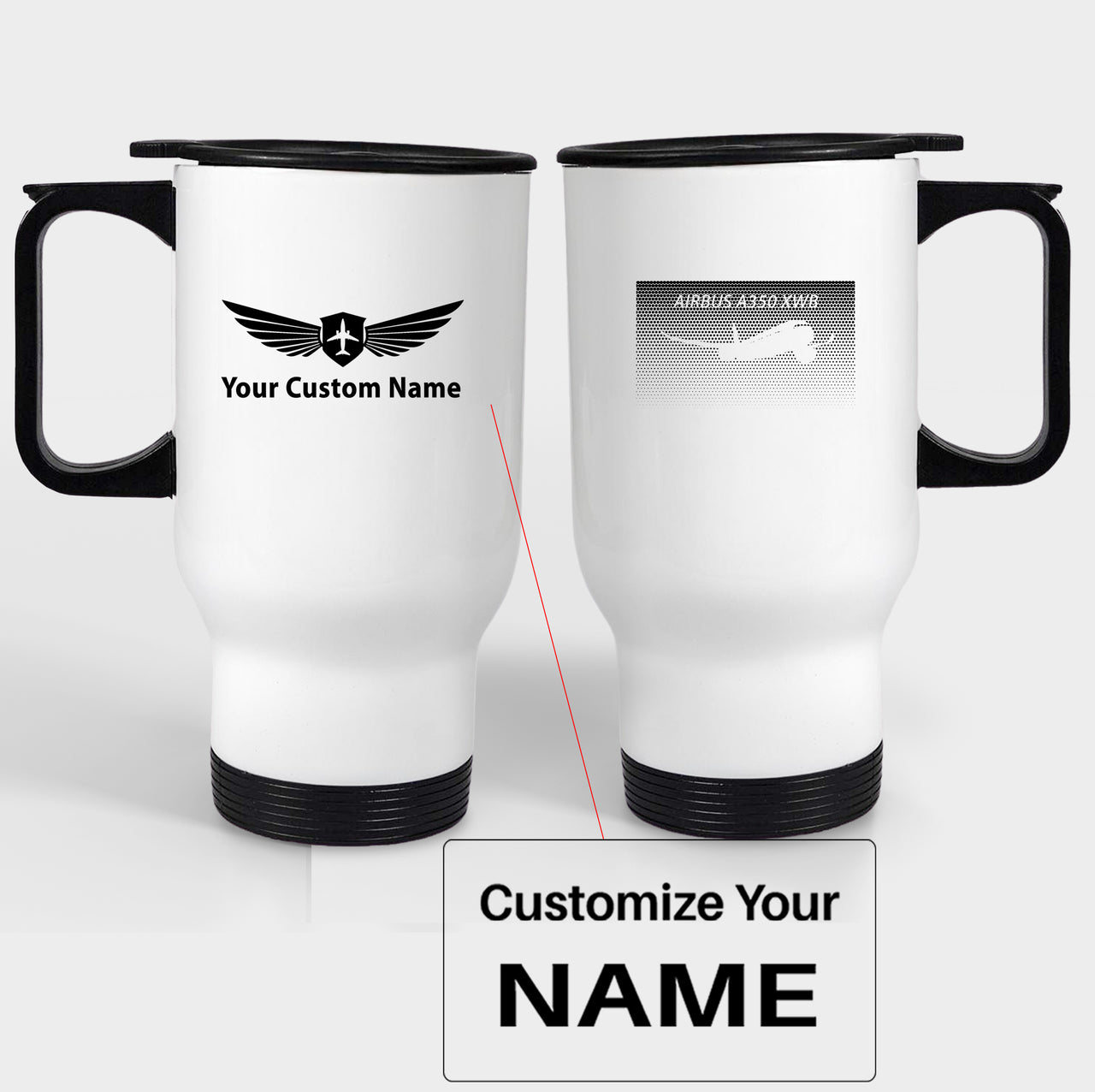 Airbus A350XWB & Dots Designed Travel Mugs (With Holder)