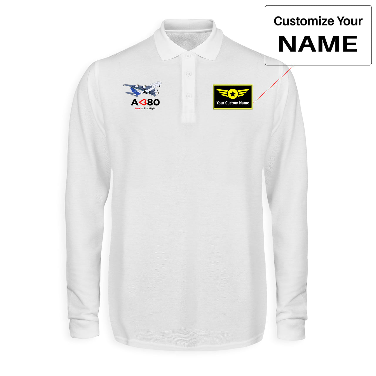 Airbus A380 Love at first flight Designed Long Sleeve Polo T-Shirts