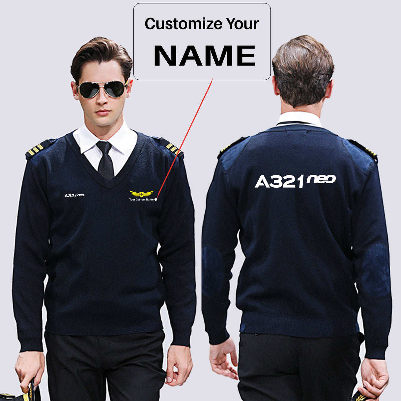 A321neo & Text Designed Wool Pilot Sweaters