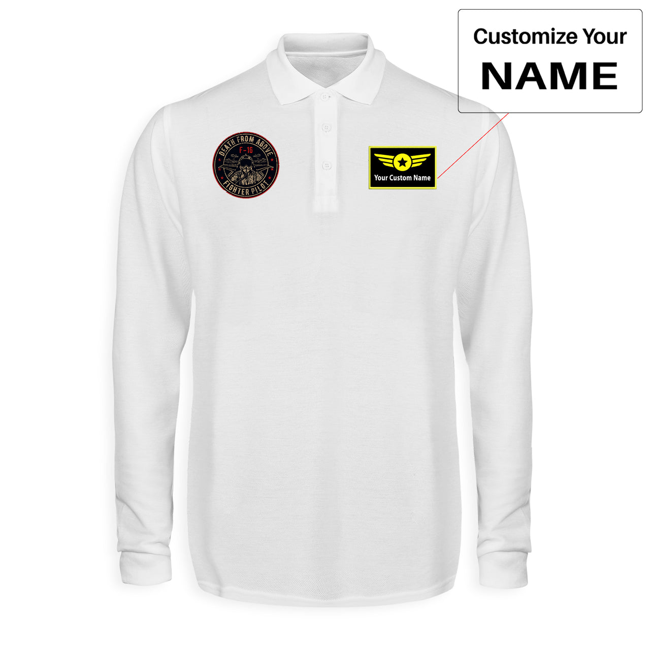 Fighter Jet 16 - Death From Above Designed Long Sleeve Polo T-Shirts