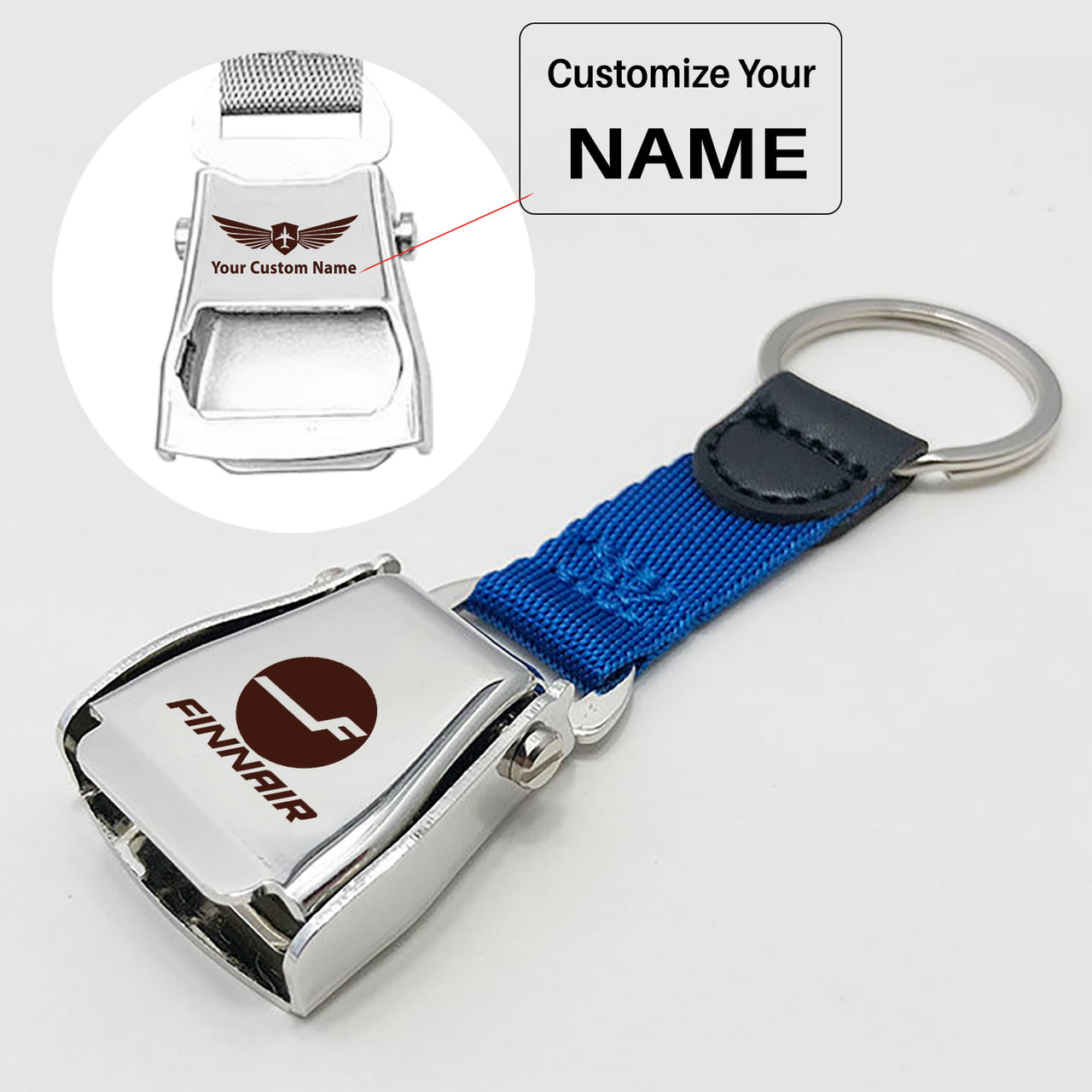 Finnair Airlines Designed Airplane Seat Belt Key Chains