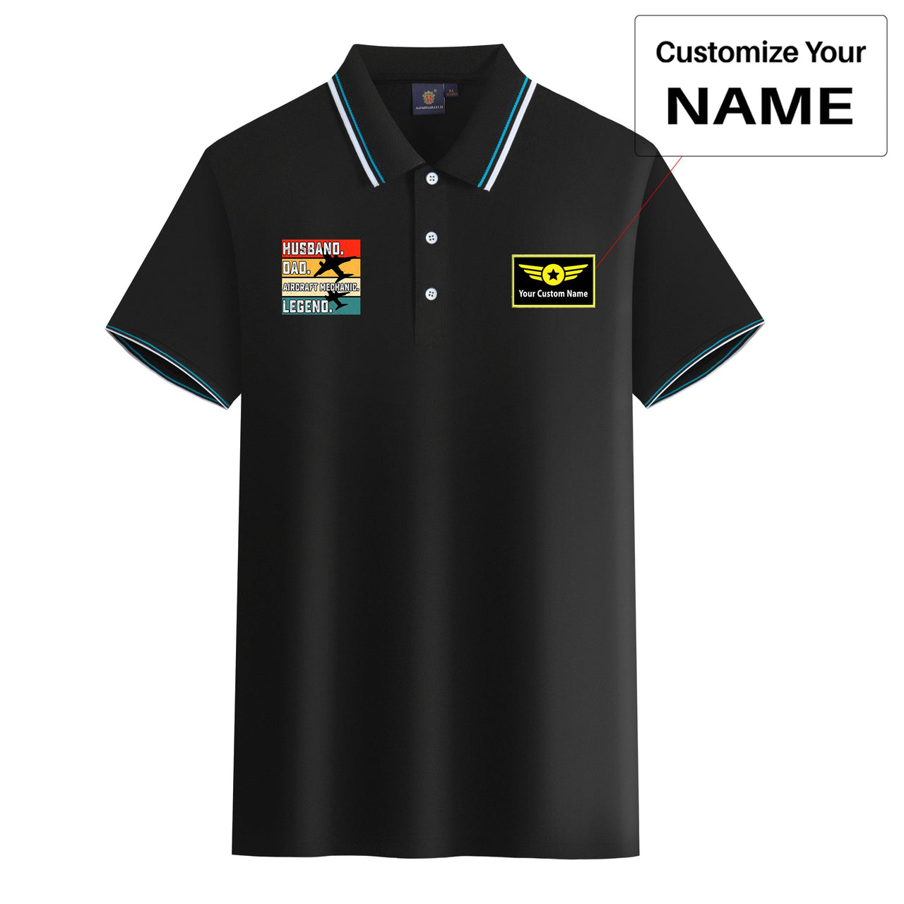 Husband & Dad & Aircraft Mechanic & Legend Designed Stylish Polo T-Shirts