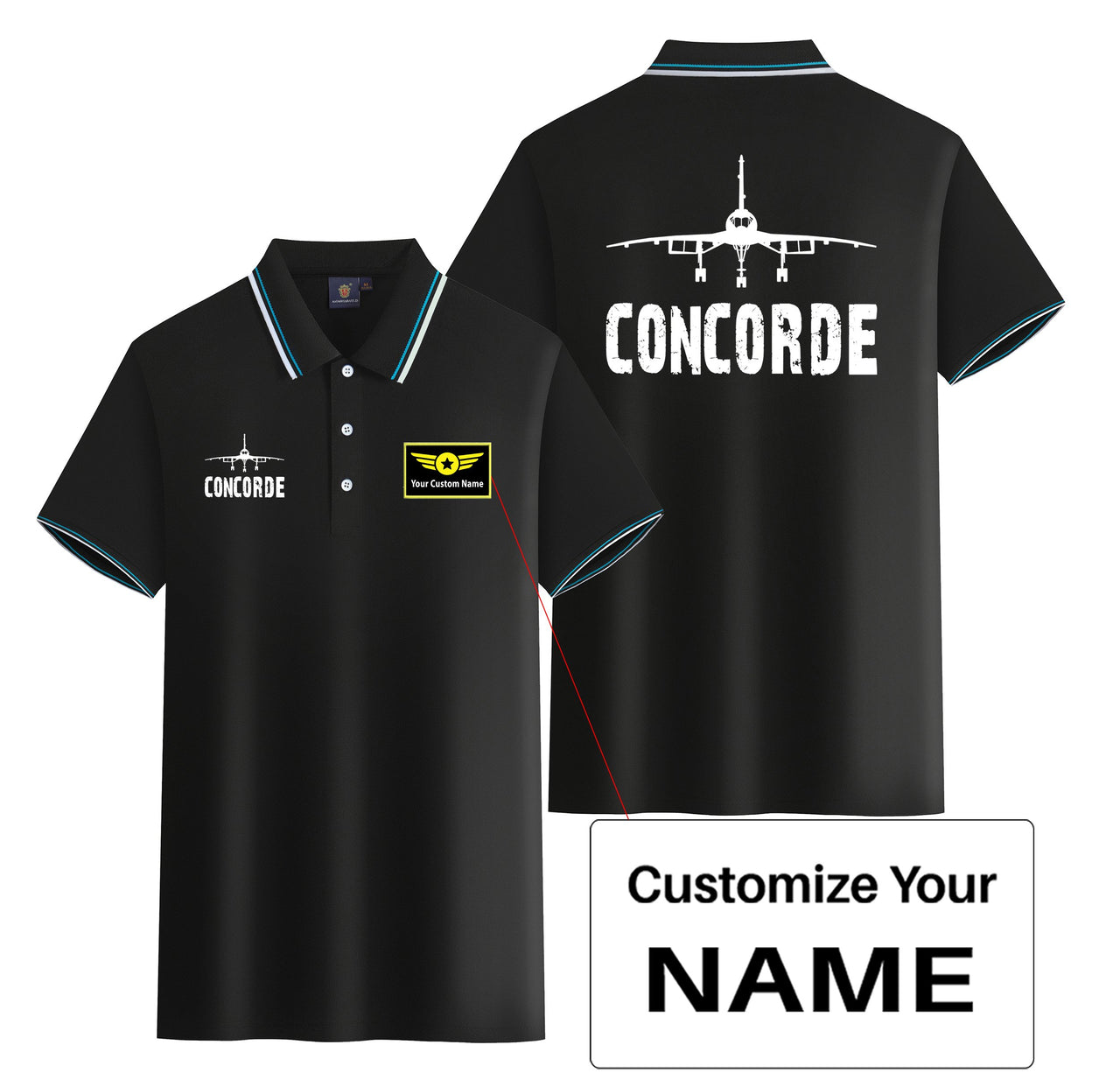 Concorde & Plane Designed Stylish Polo T-Shirts (Double-Side)