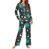 Thumbnail for Paper Planes & Earth 2 Designed Women Button Pajamas
