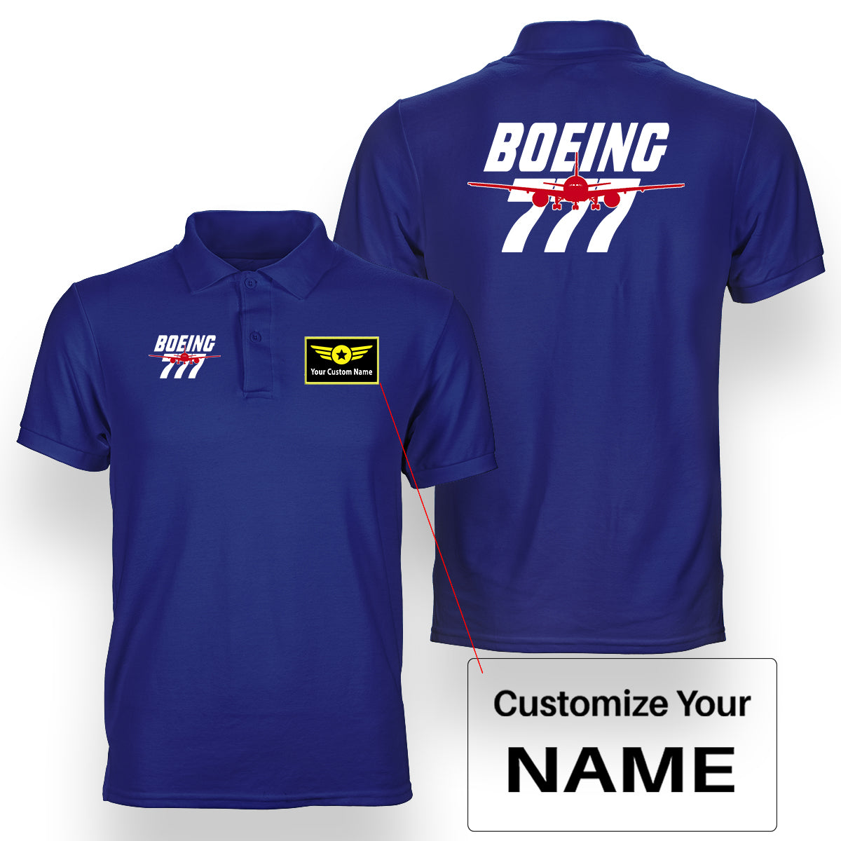 Amazing Boeing 777 Designed Double Side Polo T-Shirts