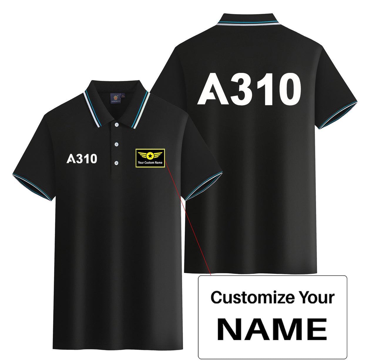 A310 Flat Text Designed Stylish Polo T-Shirts (Double-Side)