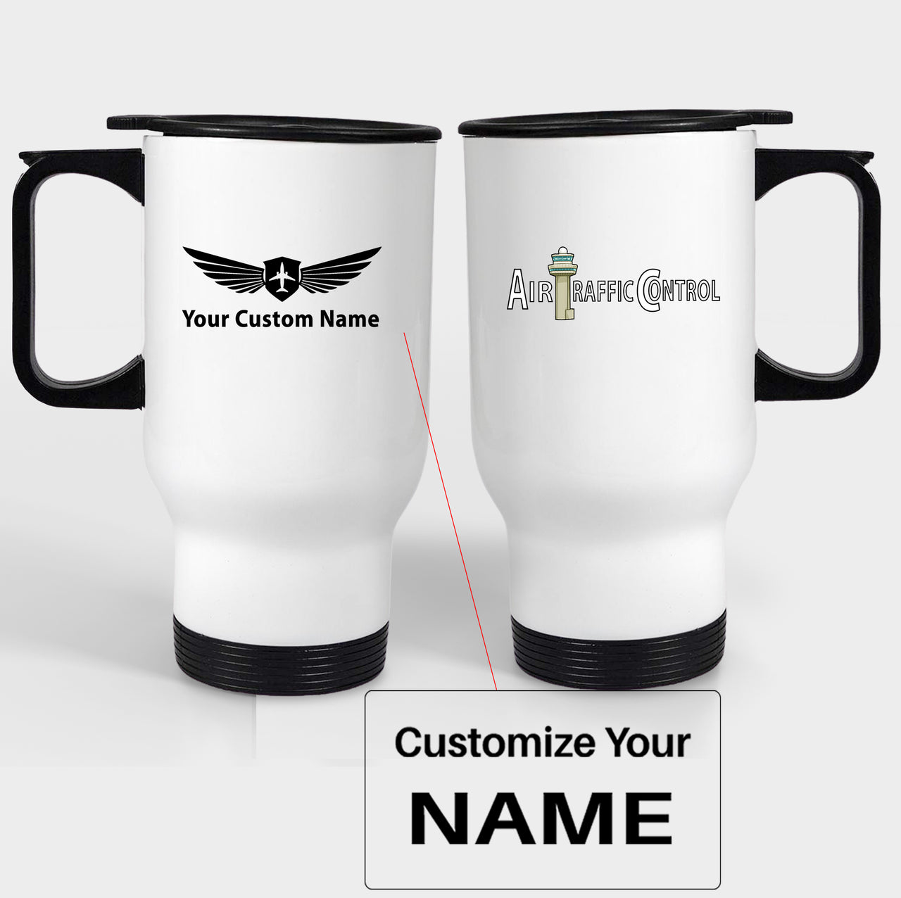 Air Traffic Control Designed Travel Mugs (With Holder)