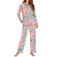 Thumbnail for Passport Stamps Designed Women Button Pajamas