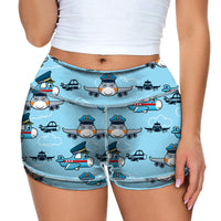 Thumbnail for Cartoon & Funny Airplanes Designed Women Yoga Shorts Pants