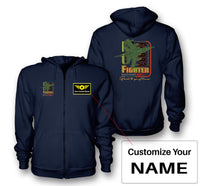 Thumbnail for Fighter Machine Designed Zipped Hoodies