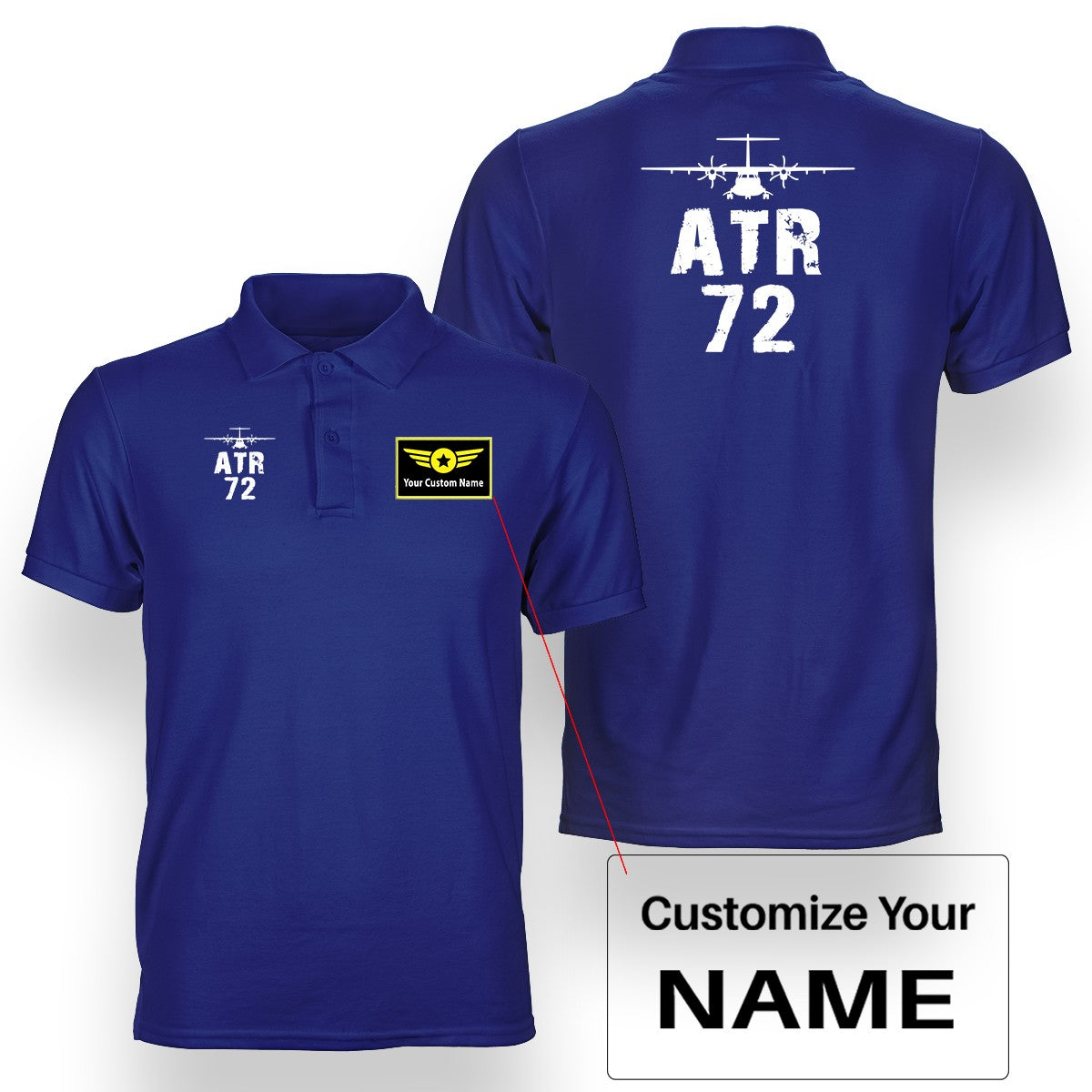 ATR-72 & Plane Designed Double Side Polo T-Shirts