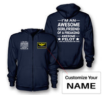 Thumbnail for I am an Awesome Girlfriend Designed Zipped Hoodies