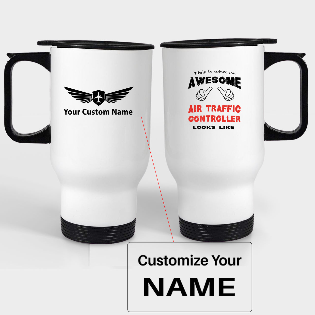 Air Traffic Controller Designed Travel Mugs (With Holder)